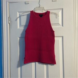 Ralph Lauren Vintage Women's Ribbed Knitted Pink Sleeveless Sweater Top Size S